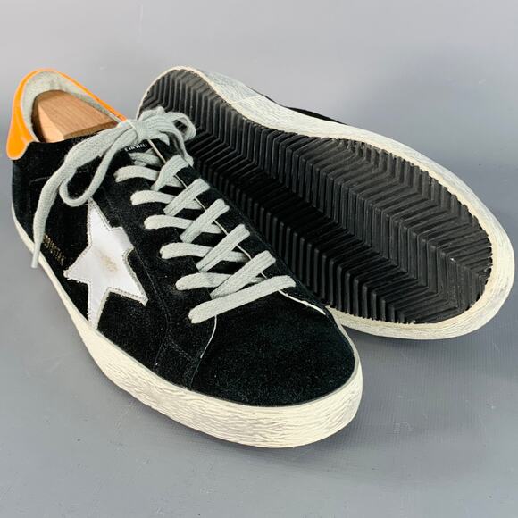 GOLDEN GOOSE SUPERSTAR Size 7 Black Orange Suede Low Top Skater Sneakers - Picture 5 of 8